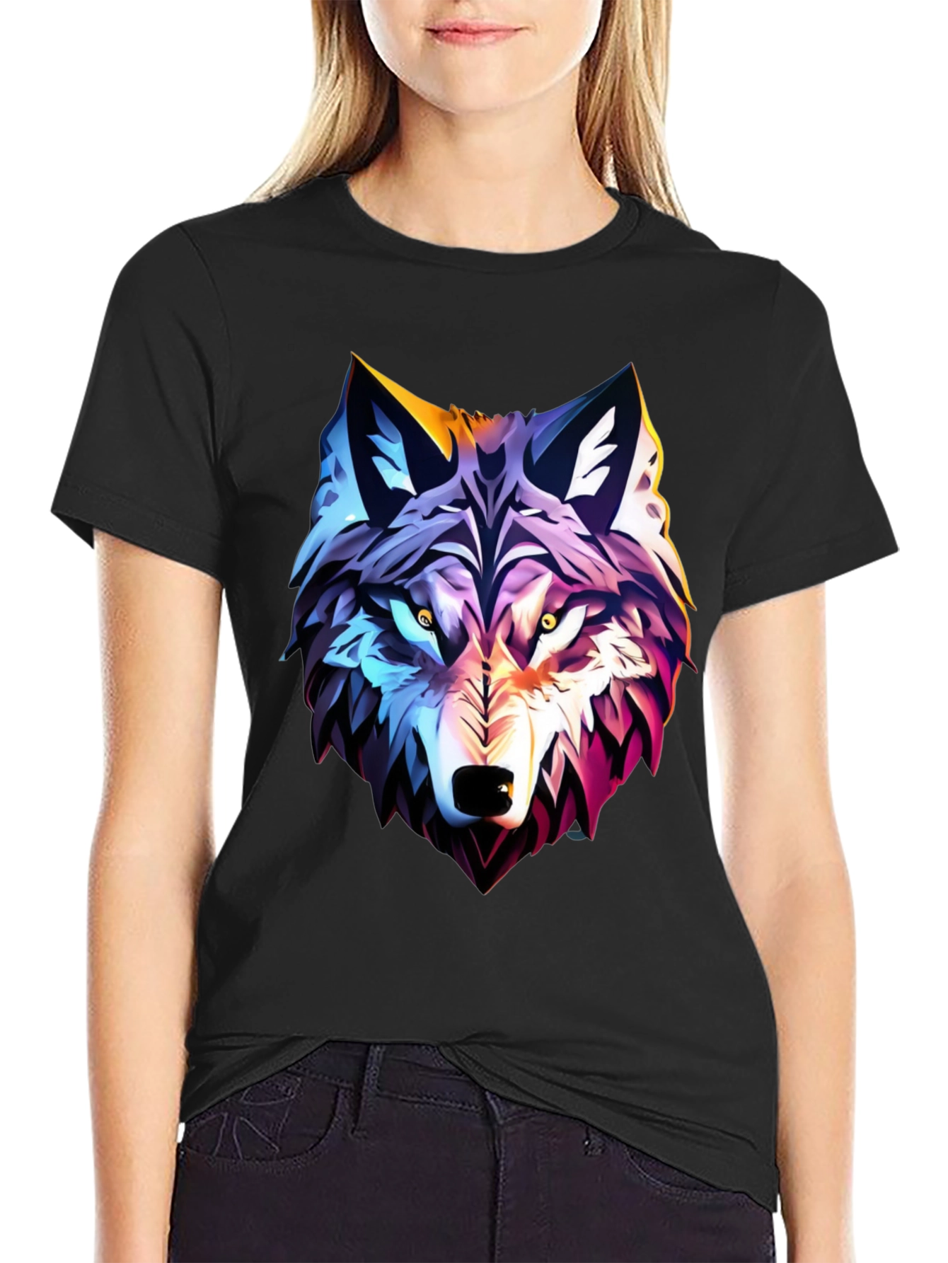 Bold Wolf Graphic Tee - Black