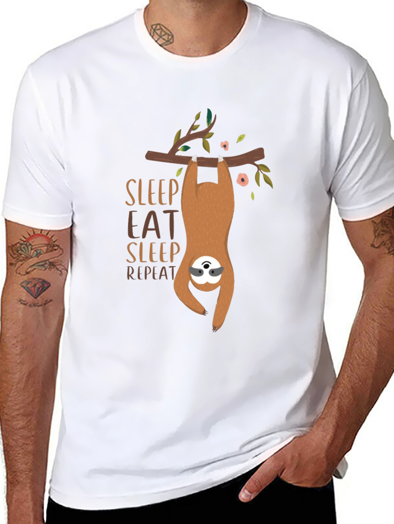 Sloth Sleep Eat Repeat Graphic T-Shirt