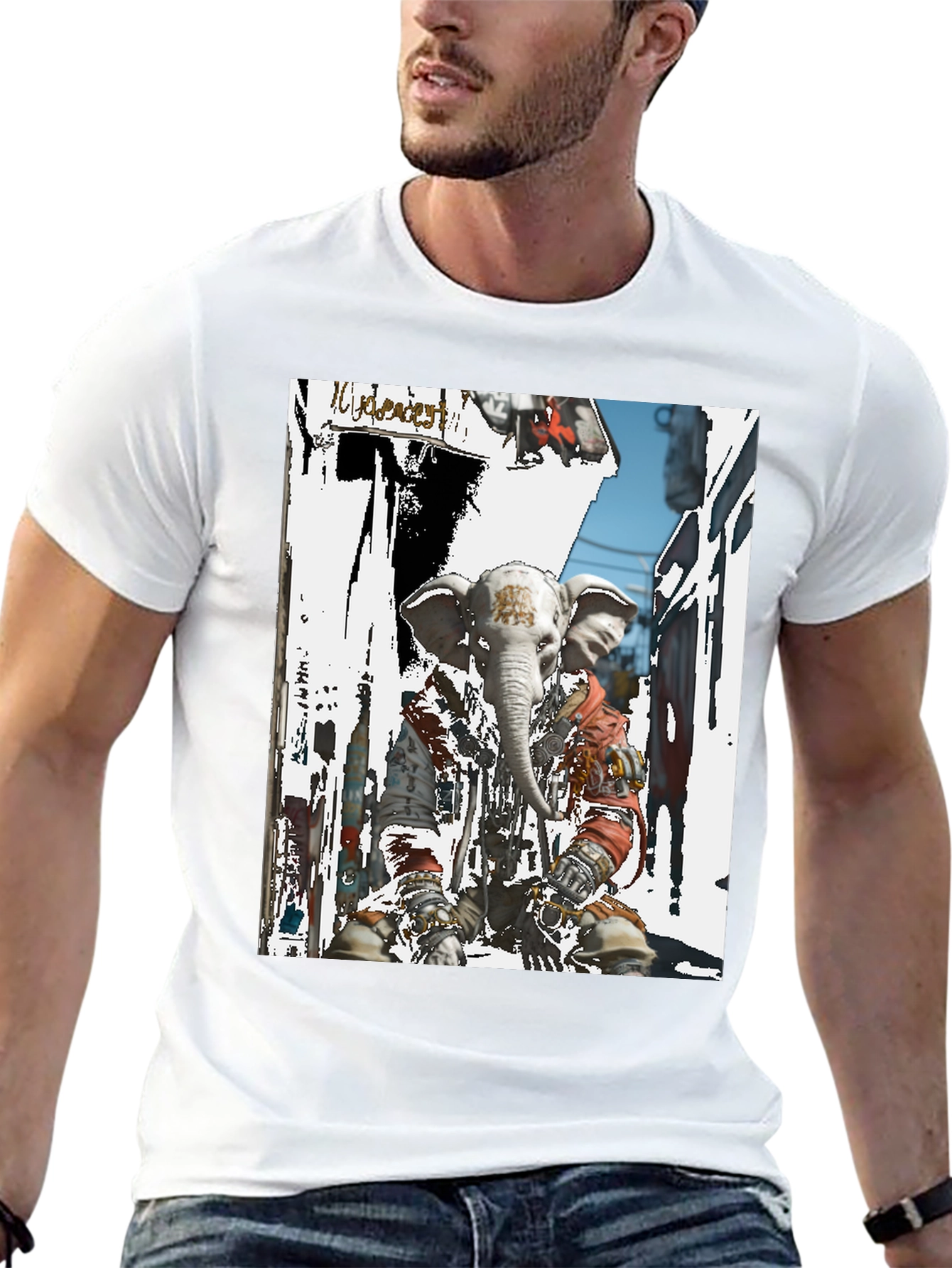 Elephant Head Graphic T-Shirt