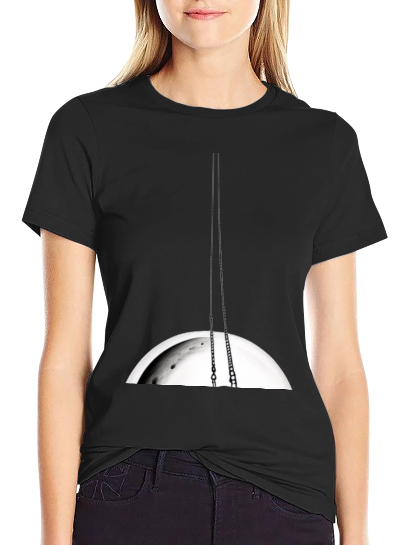 Black Moon Swing Graphic Tee - Casual Comfort