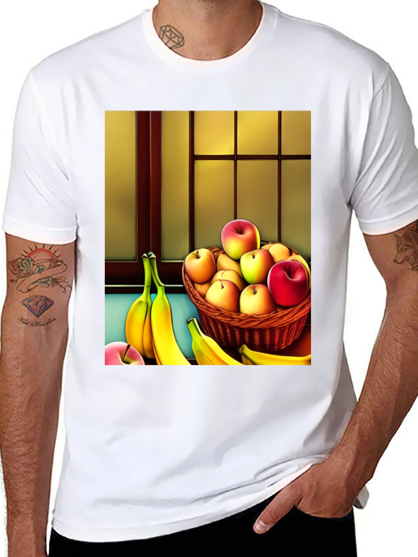 Fruit Still Life T-Shirt - Apples and Bananas