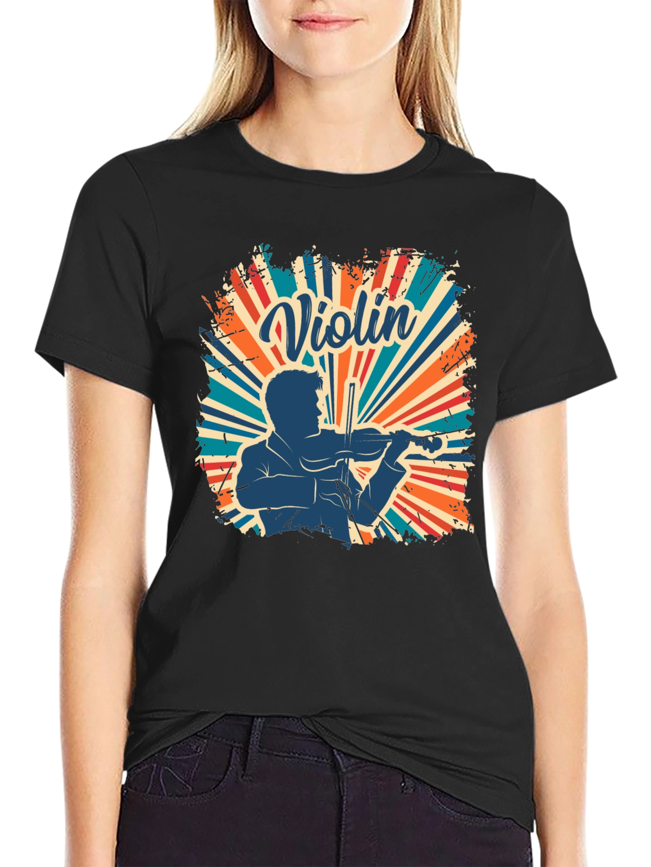 Violin Player Retro T-Shirt - Musician Design