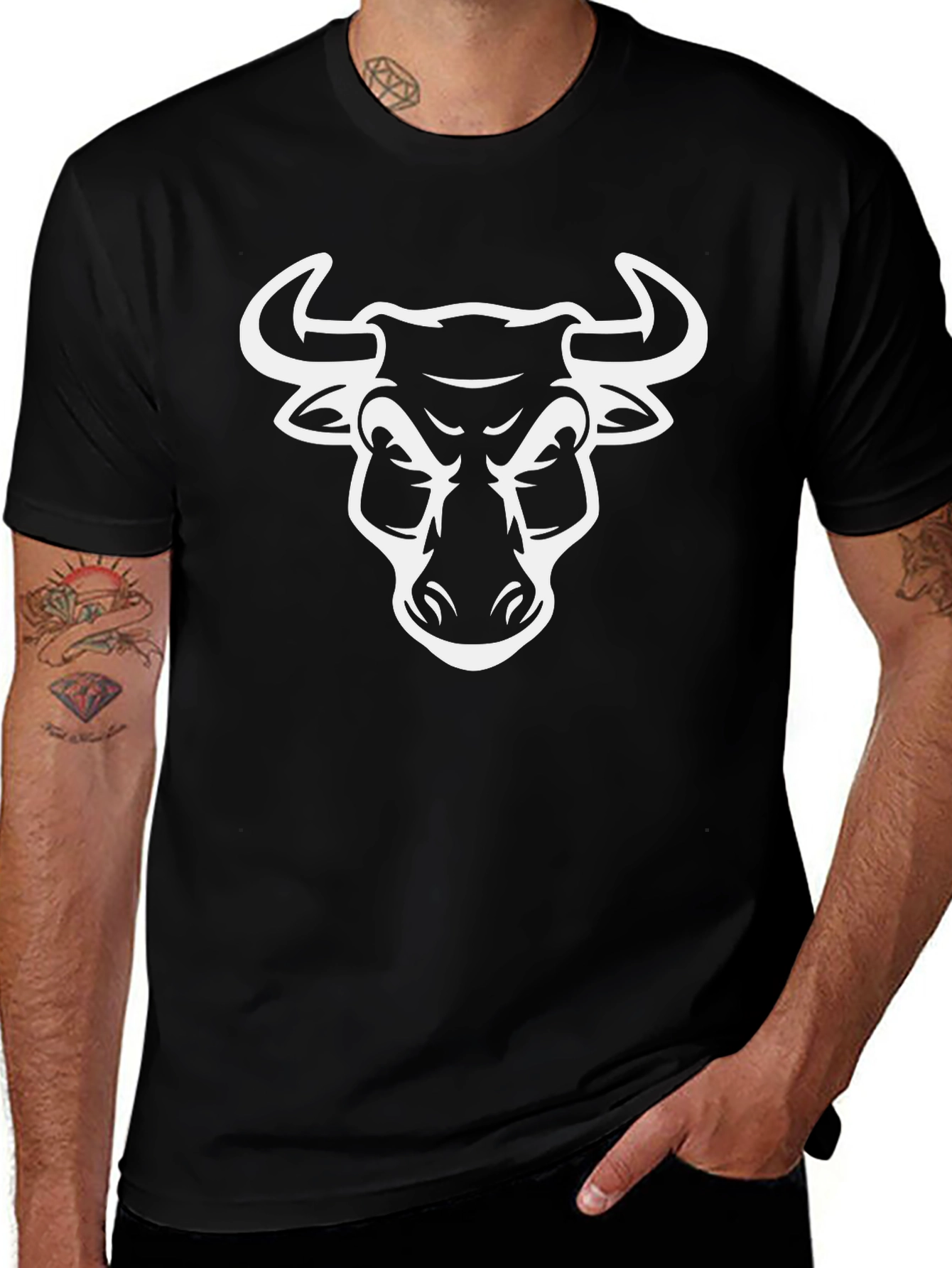 Bold Bull Graphic Tee - Black Cotton T-Shirt