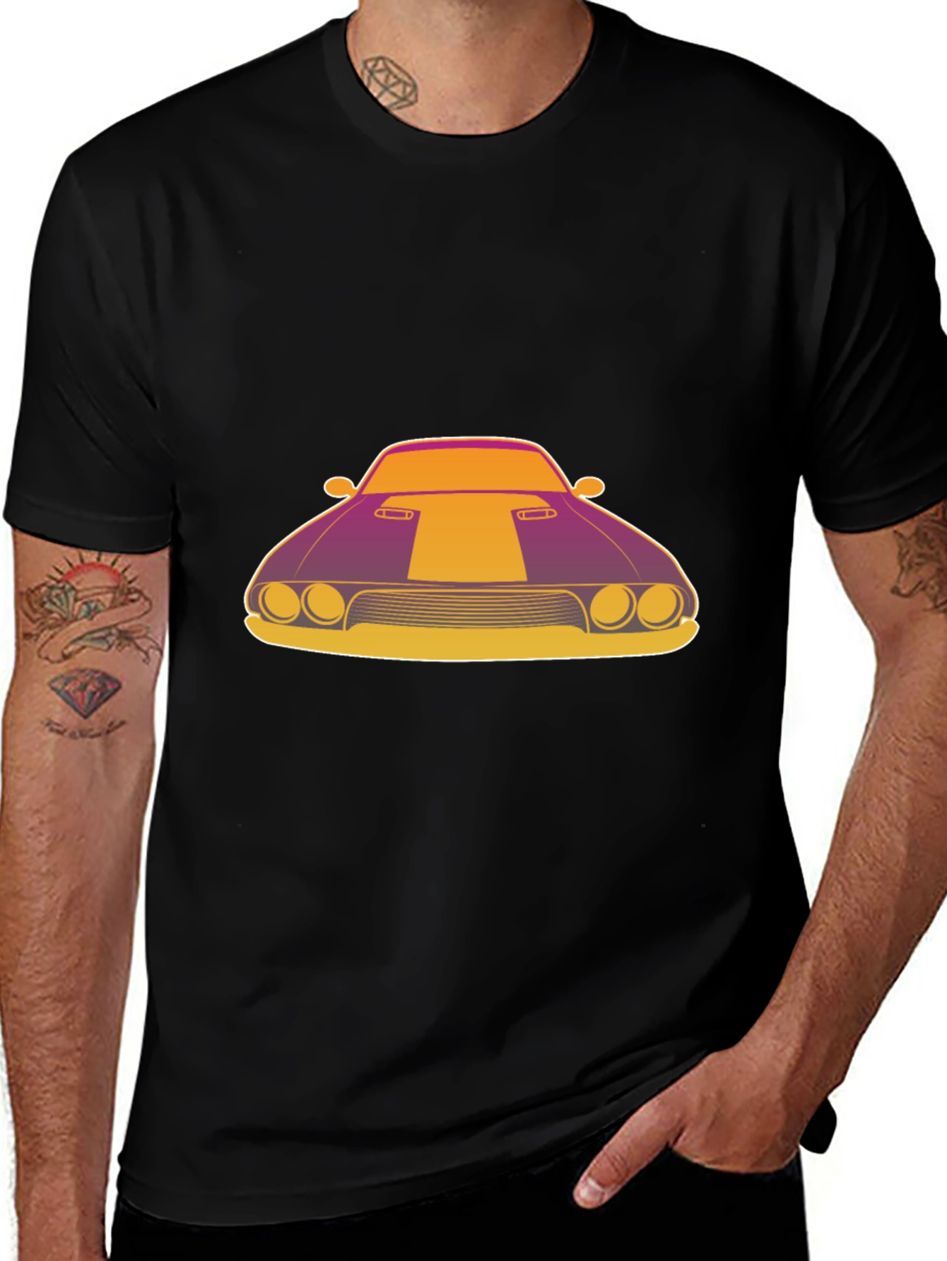 Retro Muscle Car Graphic T-Shirt - Black