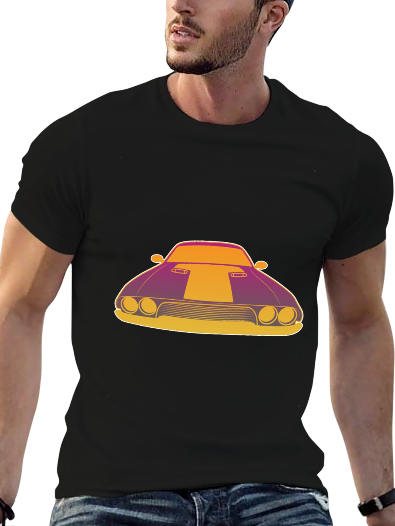 Retro Muscle Car Graphic T-Shirt - Black