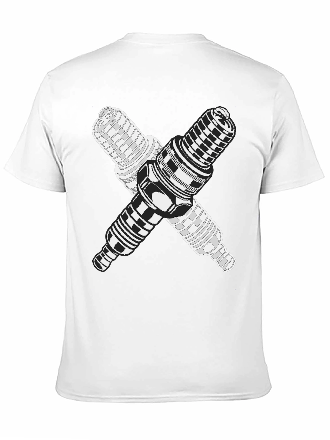 Crossed Spark Plugs Graphic Tee - Black Cotton Blend