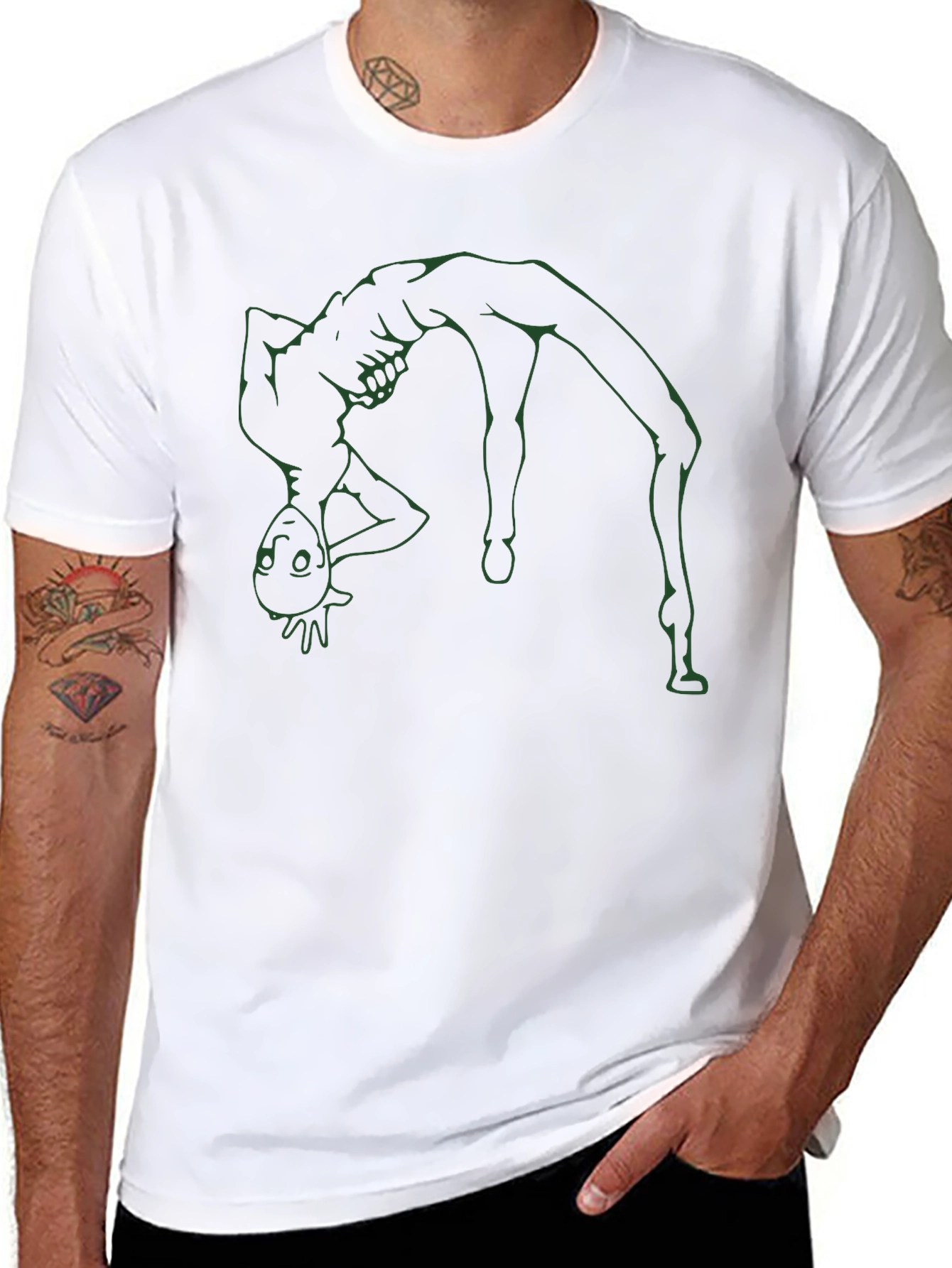 Alien Backbend T-Shirt - Black Graphic Tee