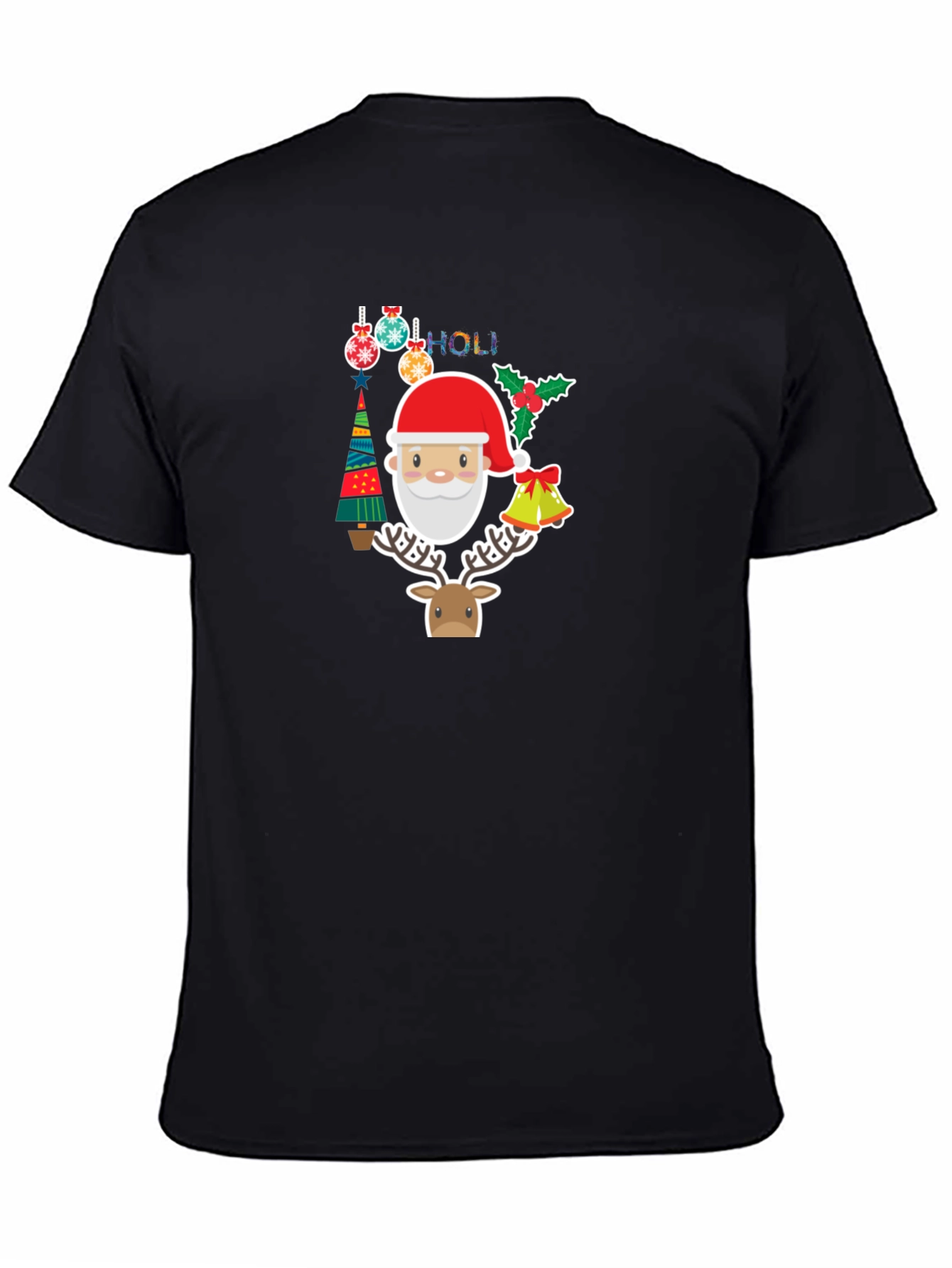 Festive Holiday T-Shirt with Santa & Reindeer Design