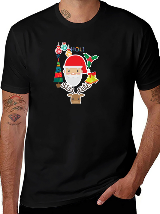 Festive Holiday T-Shirt with Santa & Reindeer Design