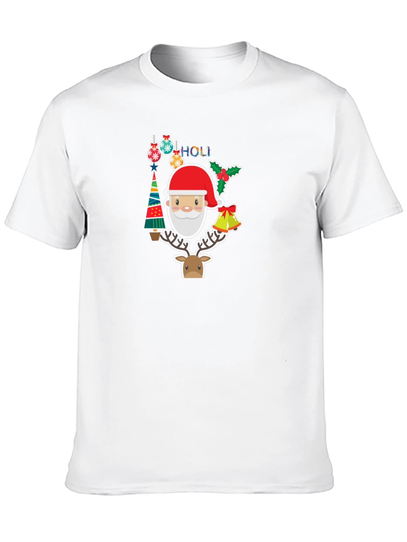 Festive Holiday T-Shirt with Santa & Reindeer Design