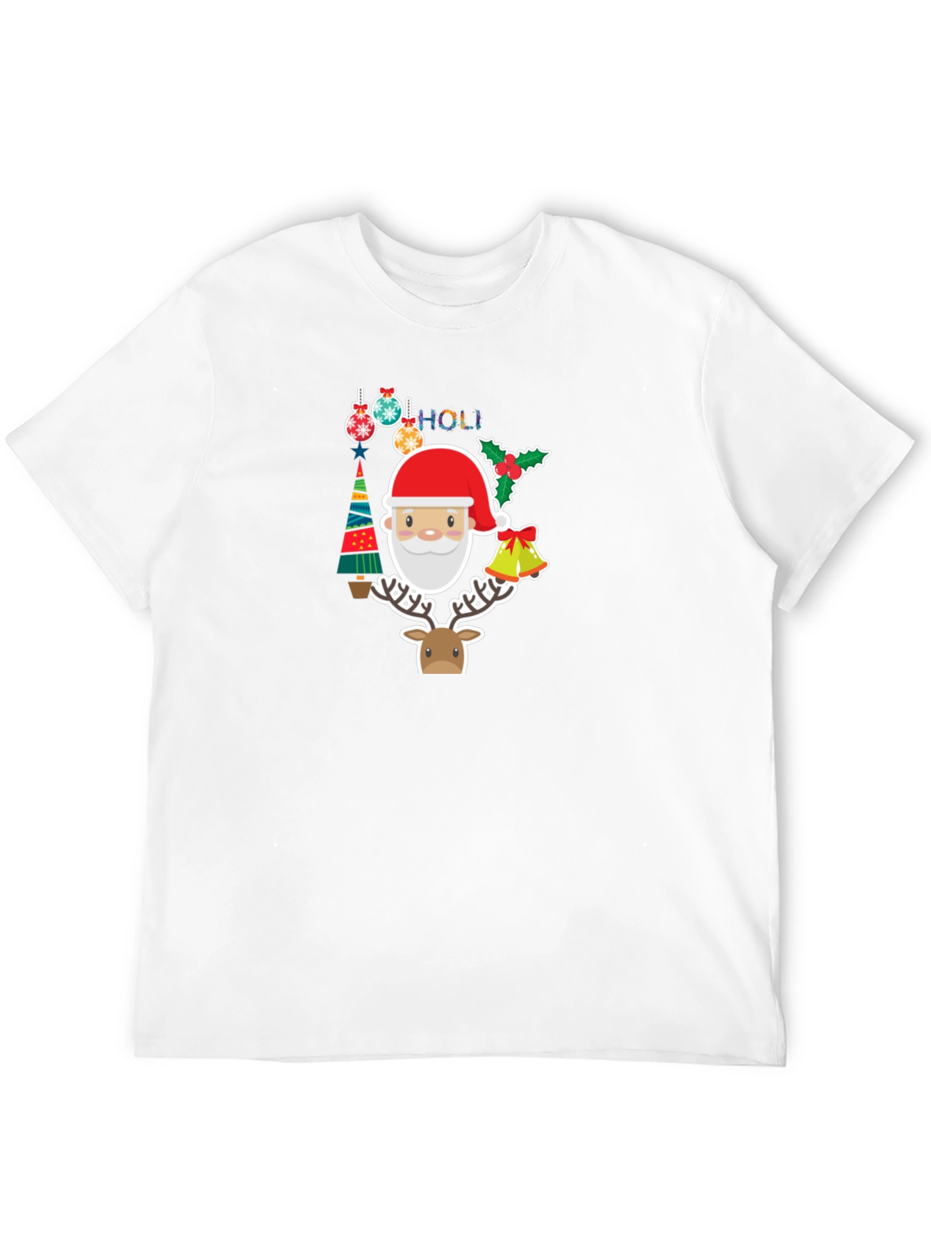 Festive Holiday T-Shirt with Santa & Reindeer Design