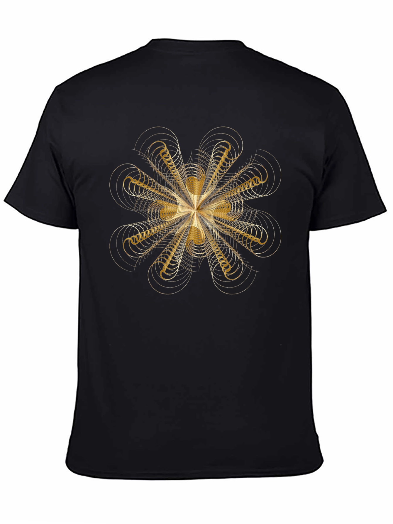 Geometric Gold Pattern Black T-Shirt