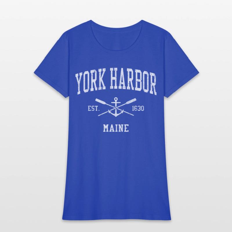 York Harbor Me Crossed Oars Boat Anchor Sports