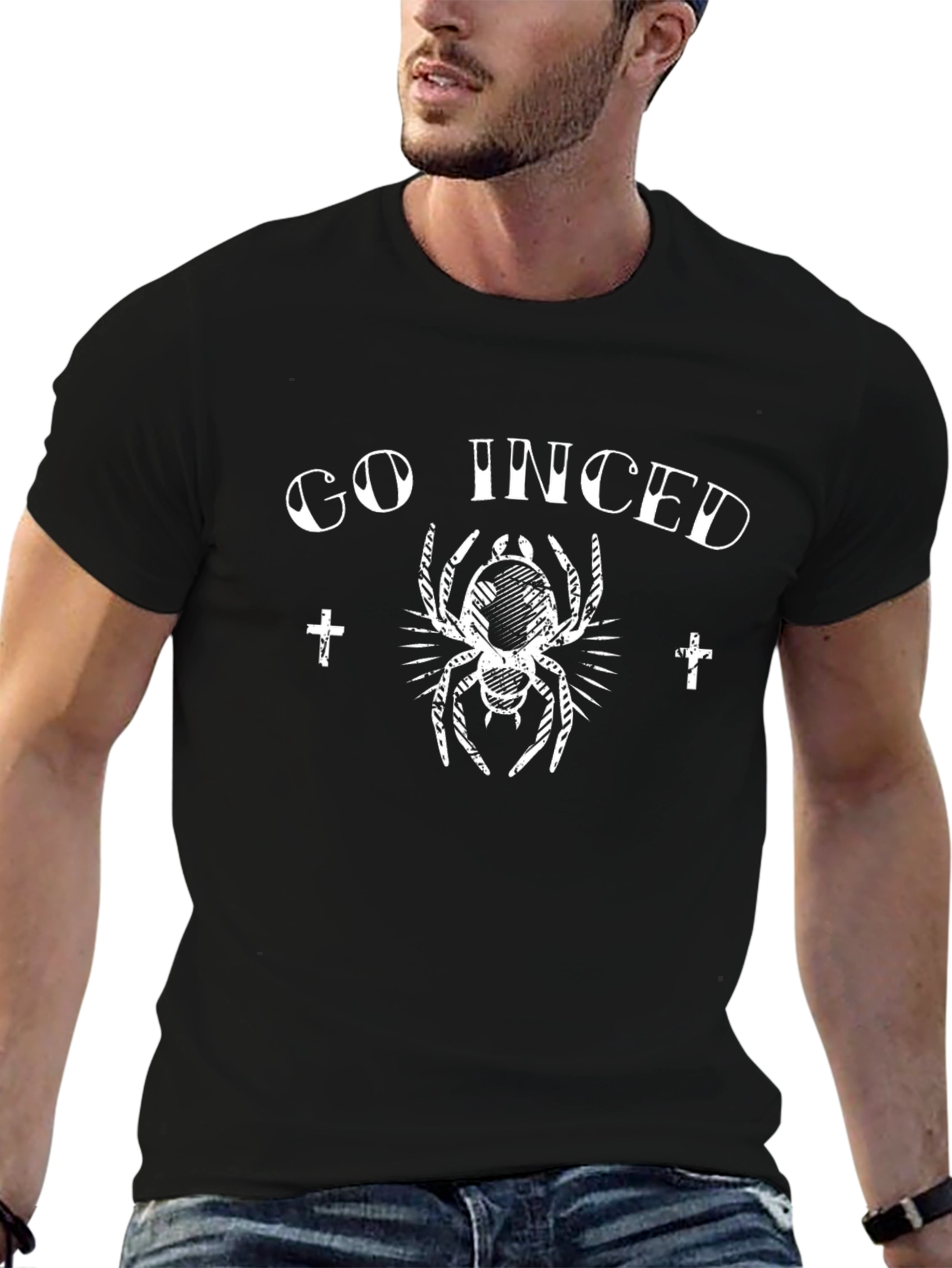 Go Inced Spider Graphic Black T-Shirt