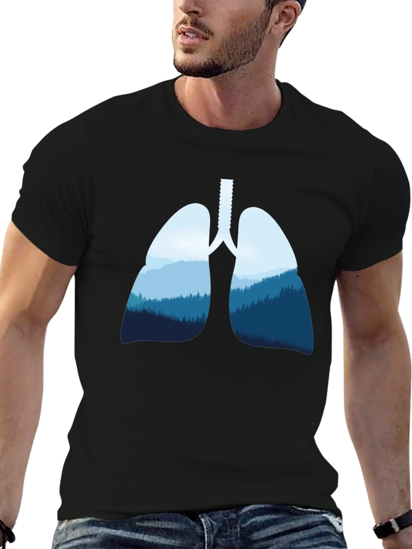 Lungs & Forest Graphic Black T-Shirt