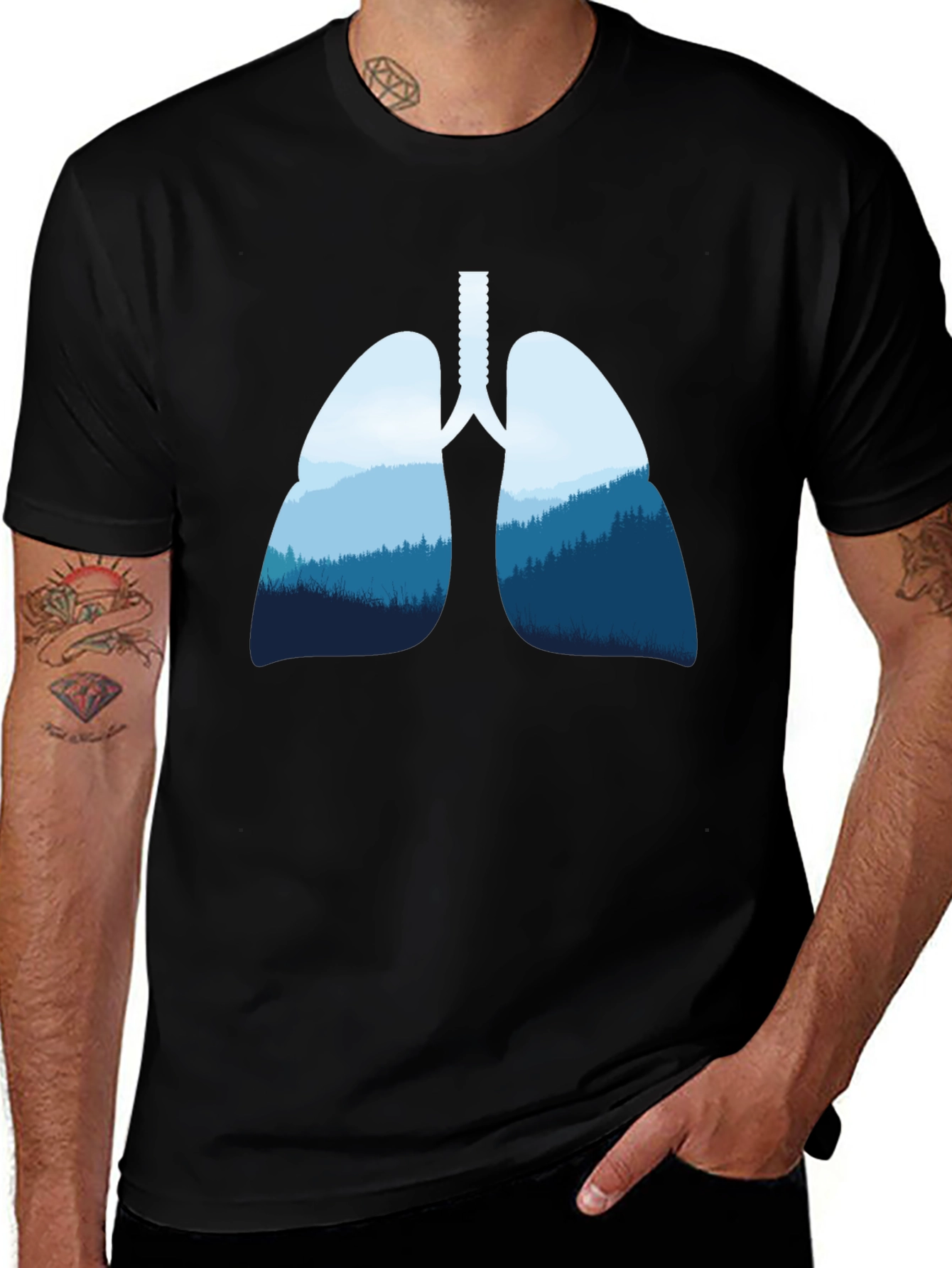 Lungs & Forest Graphic Black T-Shirt