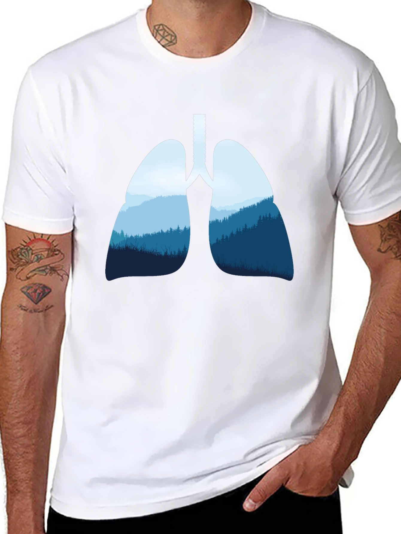 Lungs & Forest Graphic Black T-Shirt