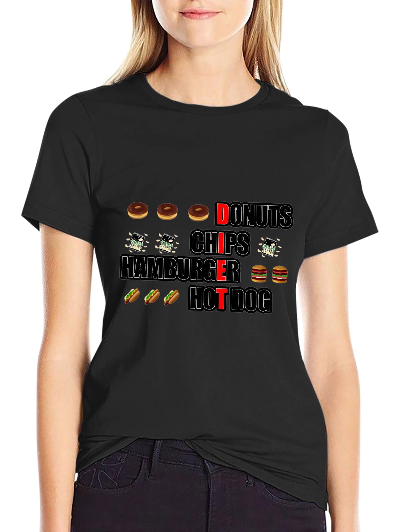 Foodie Fun: Donuts Chips Hamburgers & Hot Dogs T-Shirt