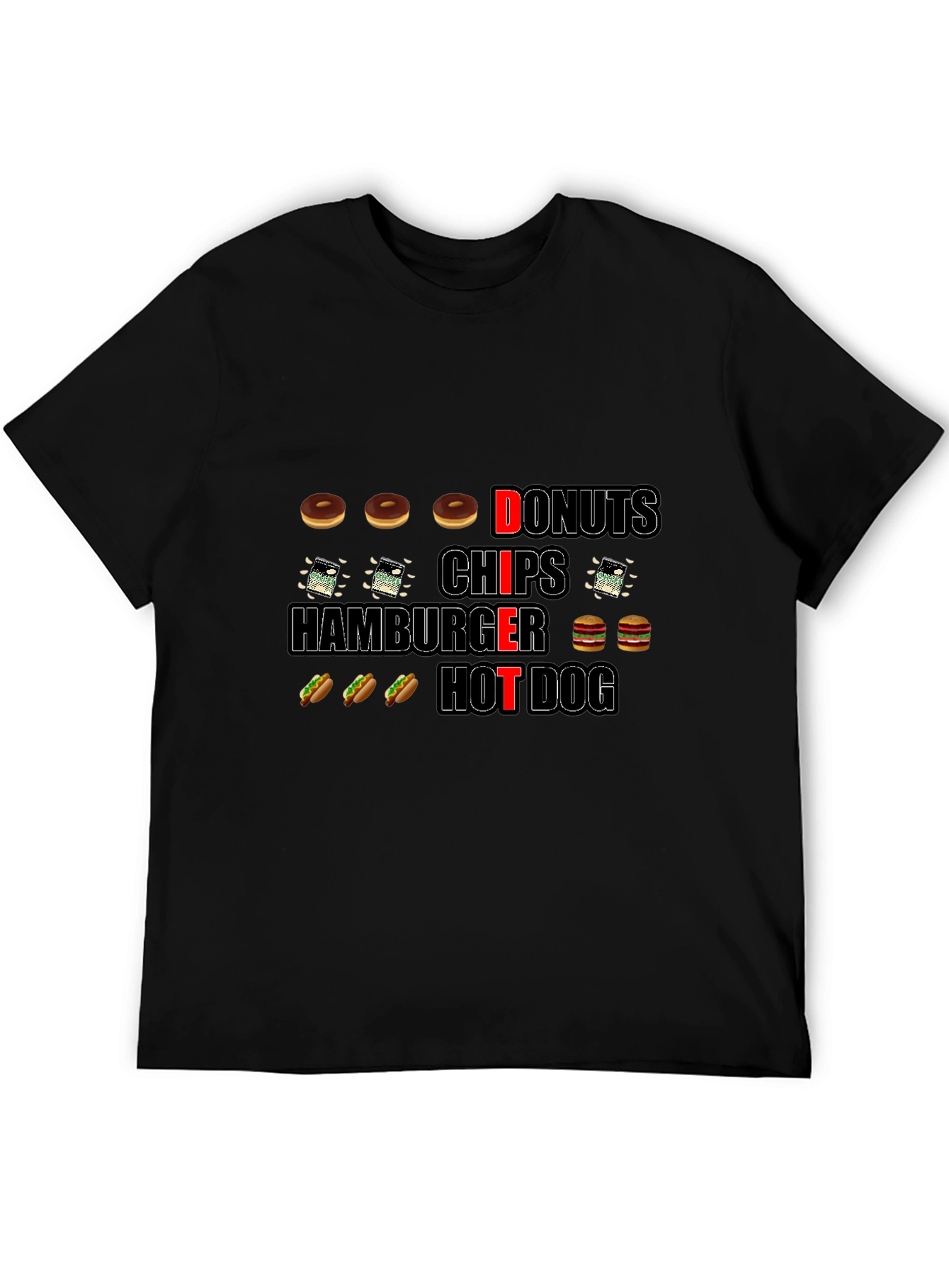 Foodie Fun: Donuts Chips Hamburgers & Hot Dogs T-Shirt