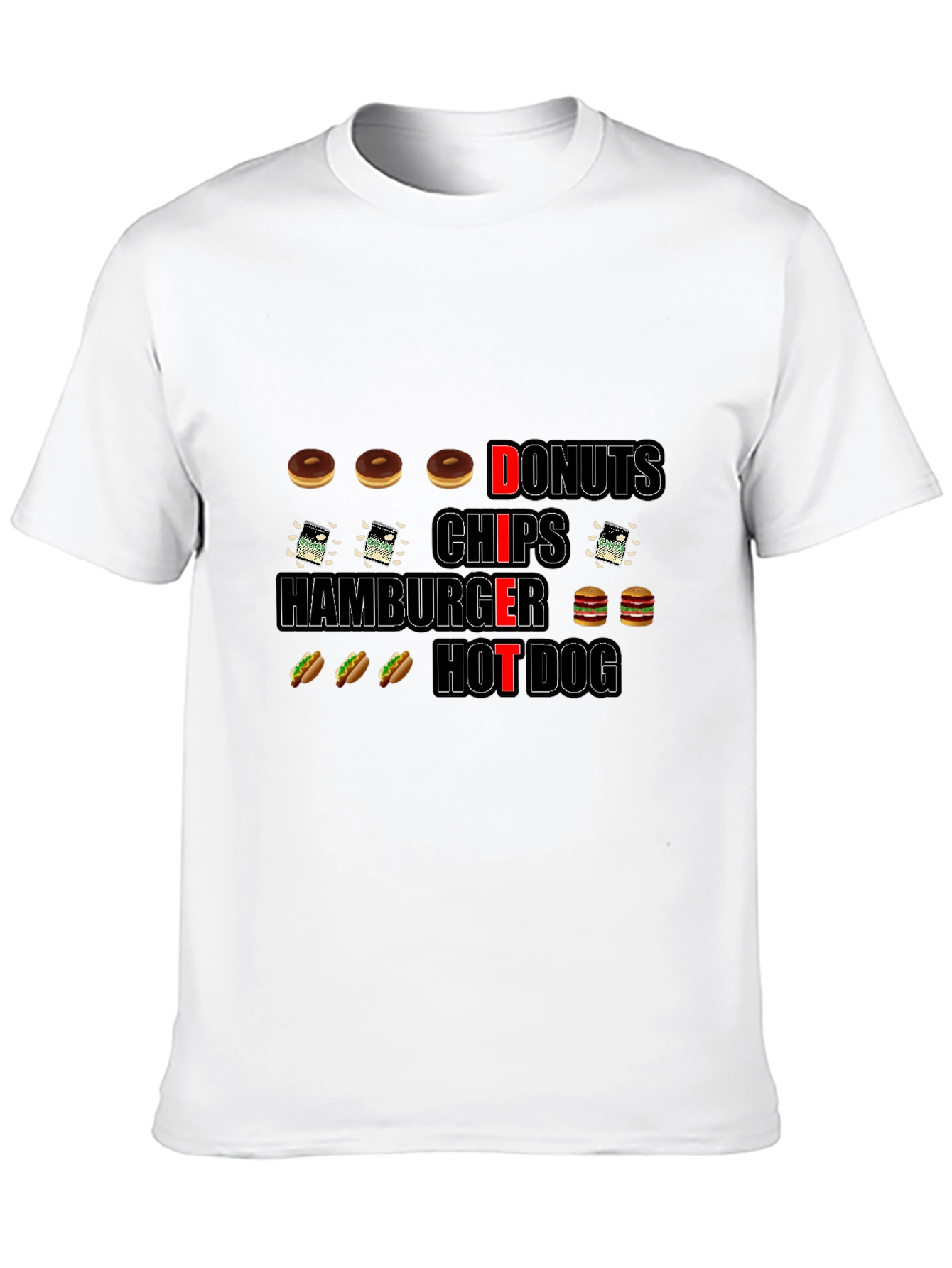 Foodie Fun: Donuts Chips Hamburgers & Hot Dogs T-Shirt