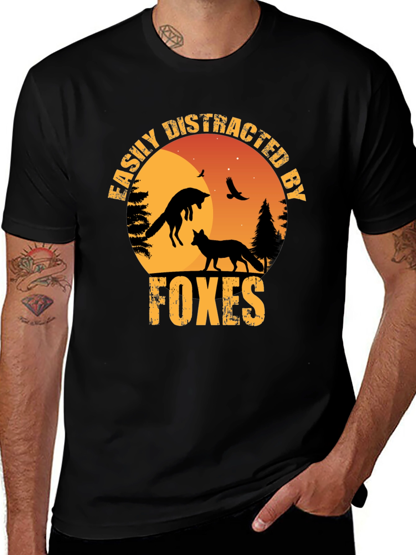 Easily Distracted By Foxes Graphic T-Shirt