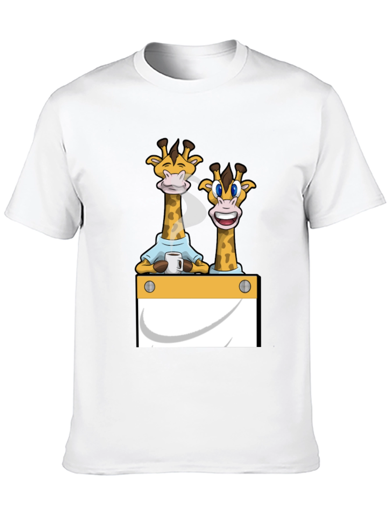 Giraffe Cartoon Graphic Print Black T-Shirt