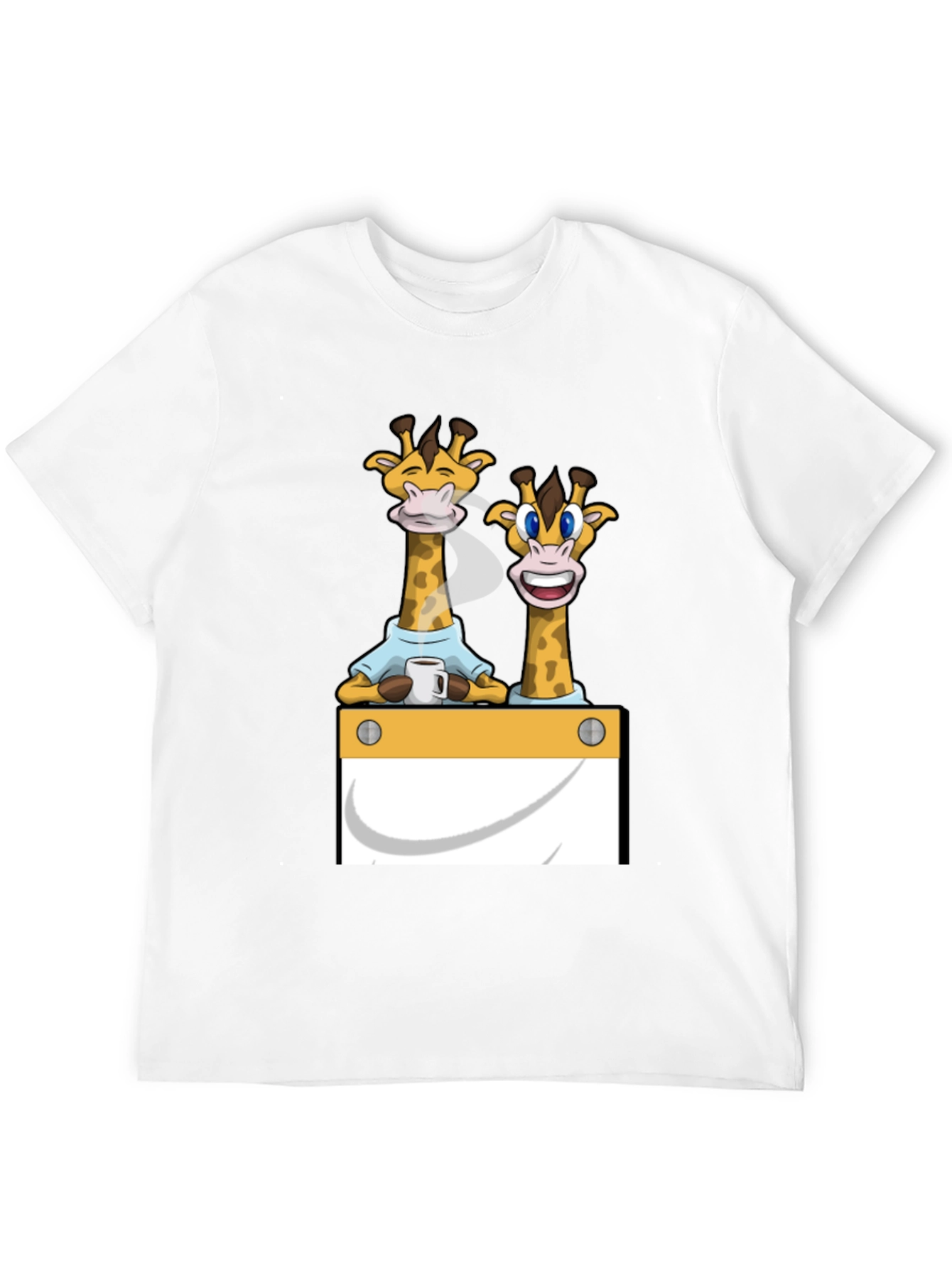 Giraffe Cartoon Graphic Print Black T-Shirt