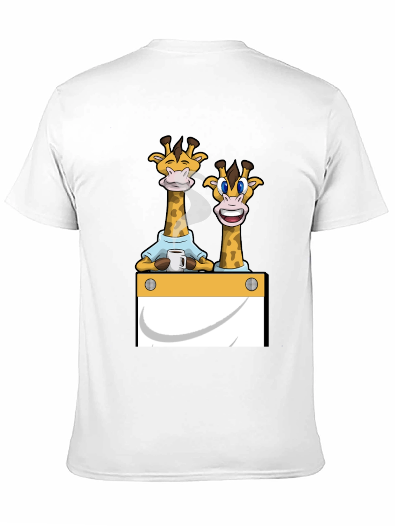 Giraffe Cartoon Graphic Print Black T-Shirt
