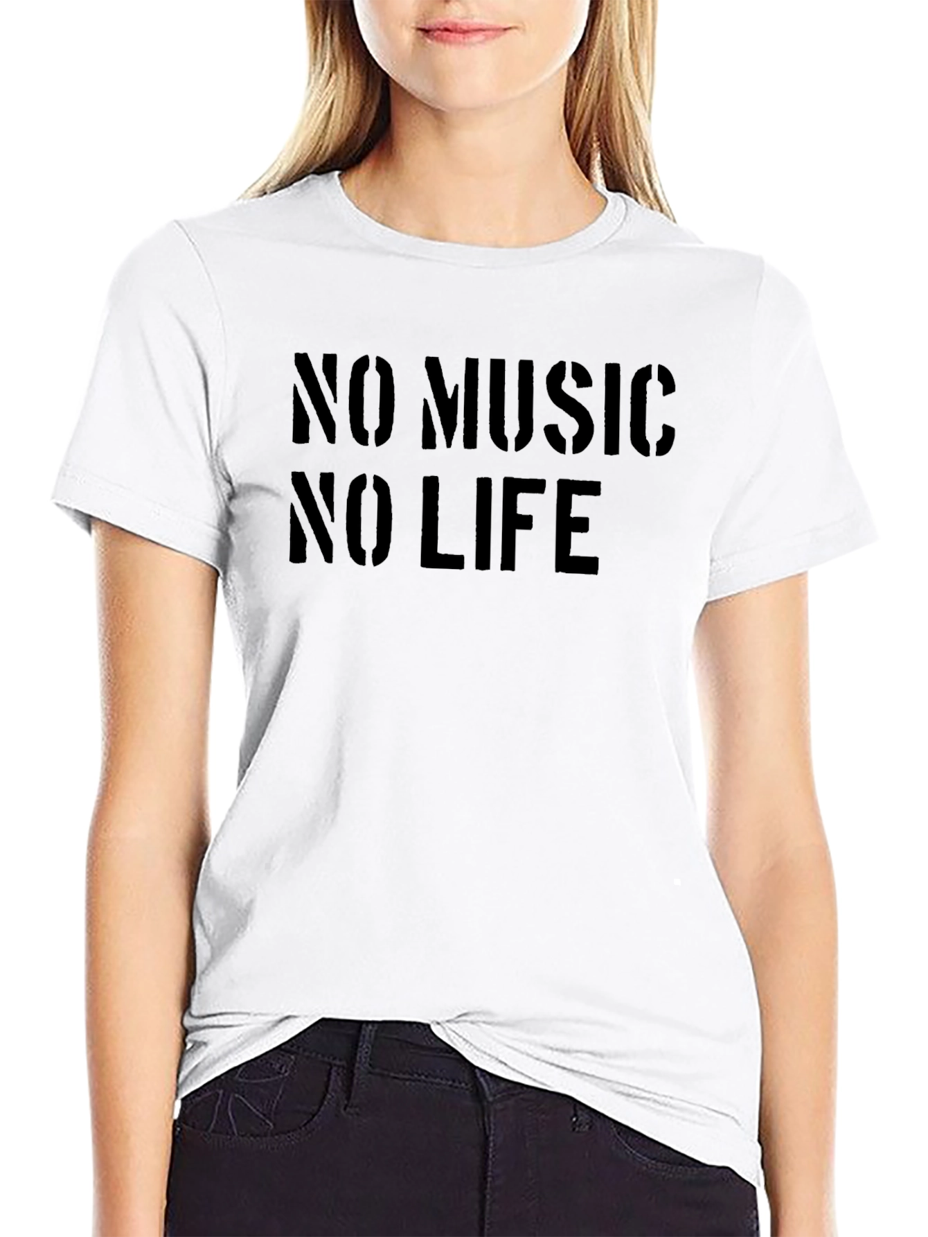 No Music No Life Black Graphic T-Shirt