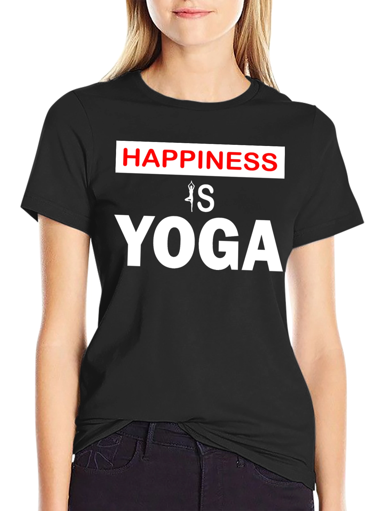 Happiness is Yoga T-Shirt Black