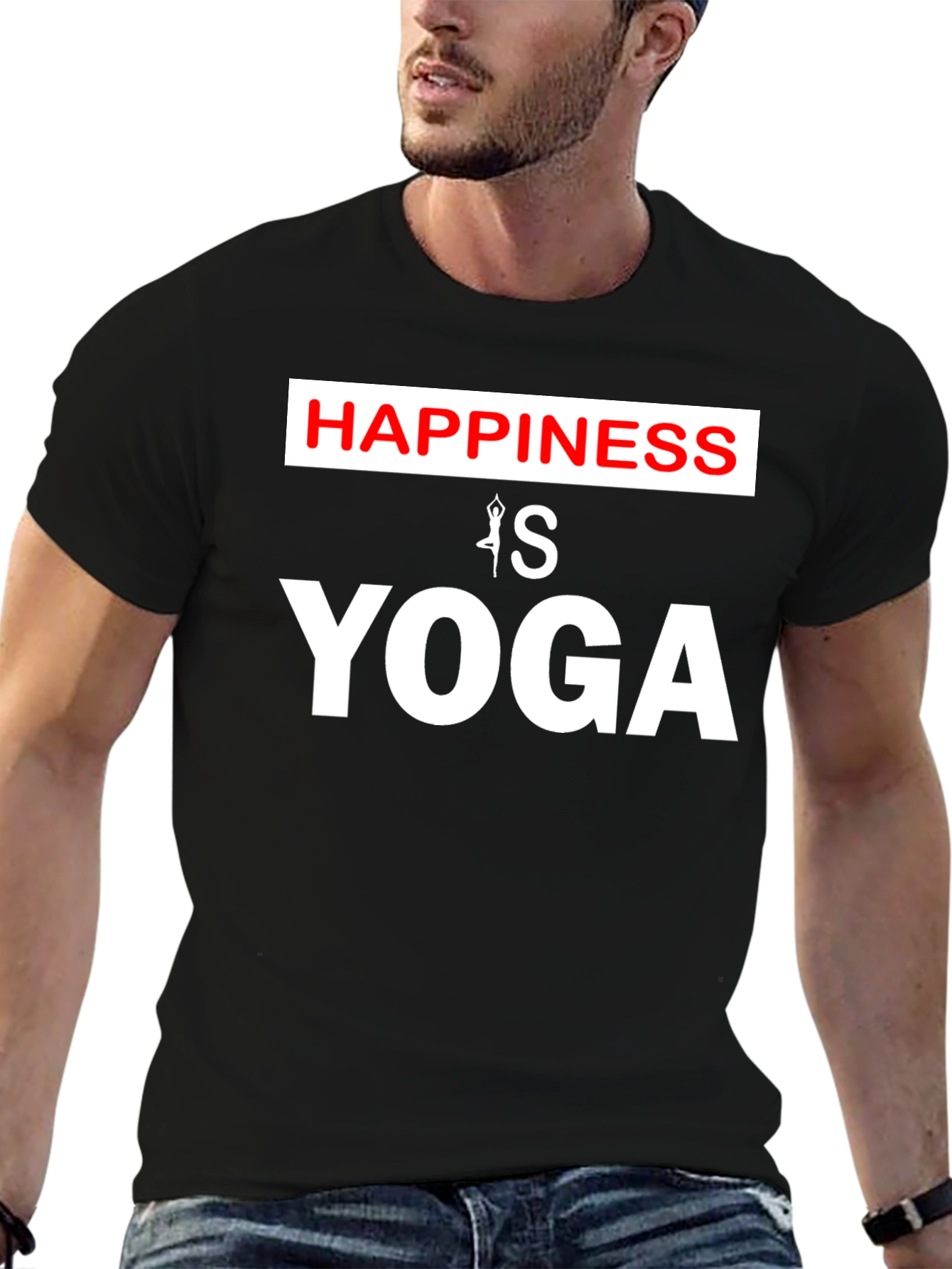 Happiness is Yoga T-Shirt Black