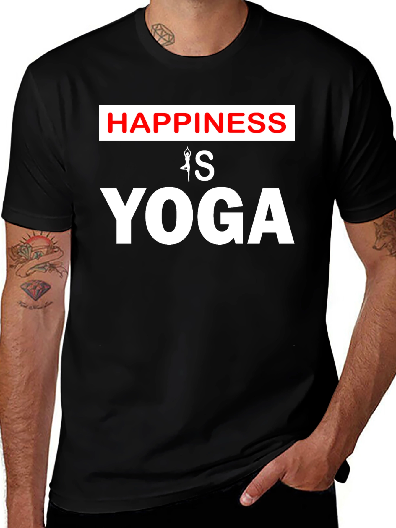 Happiness is Yoga T-Shirt Black
