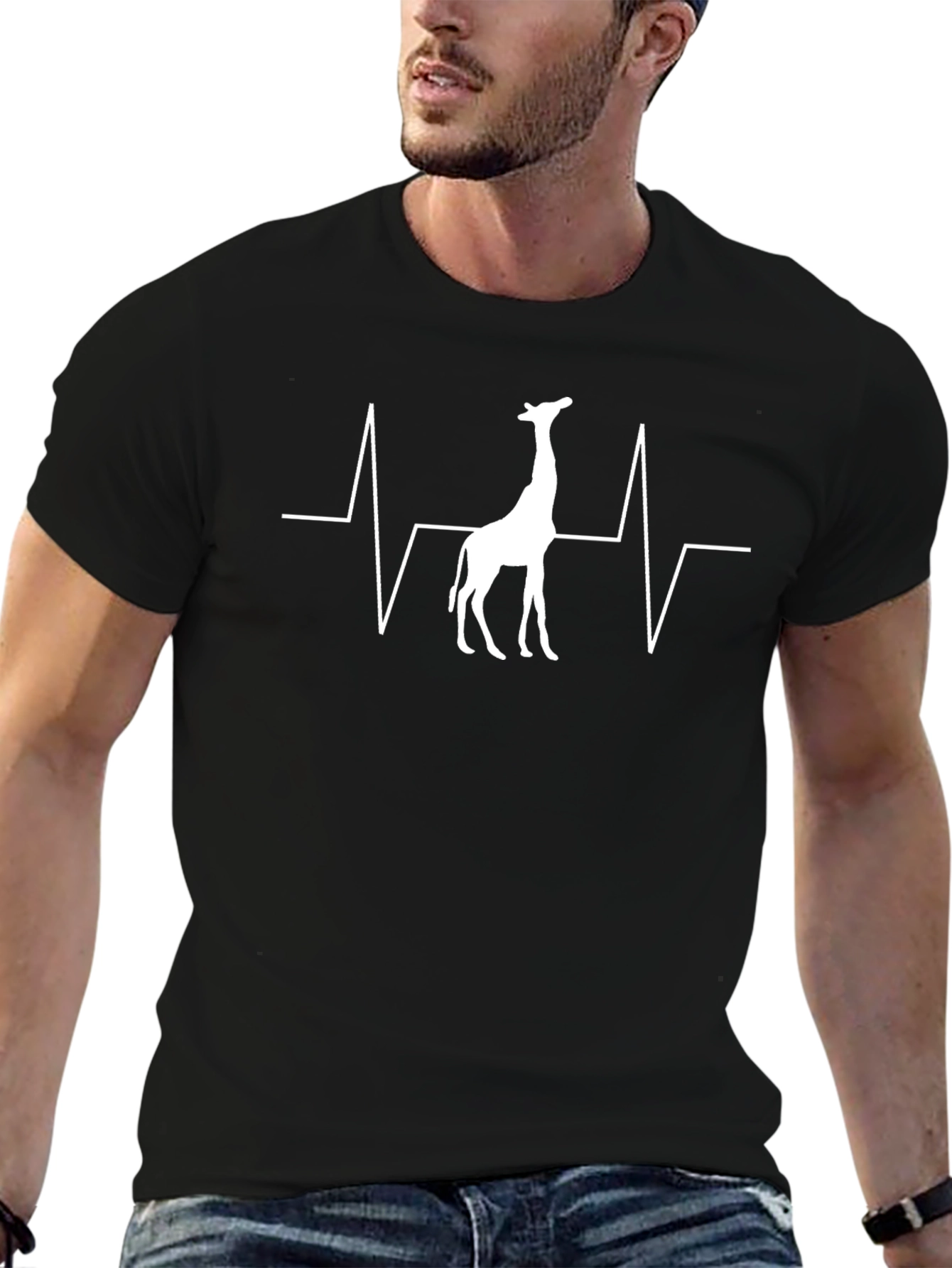 Giraffe Heartbeat T-Shirt - Unique Graphic Tee
