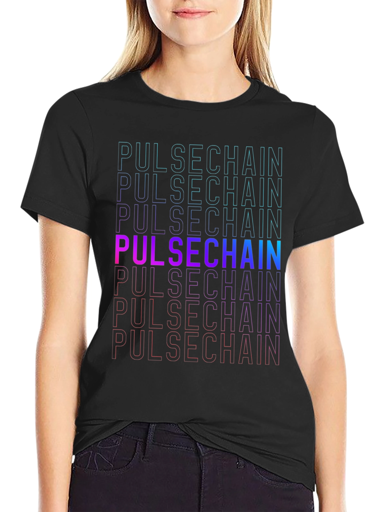 Pulsechain Mens Black Graphic T-Shirt