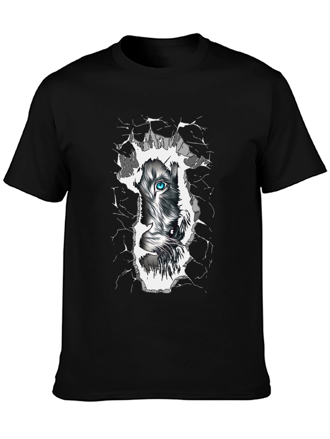 Wolf Eye Graphic Print Black T-Shirt
