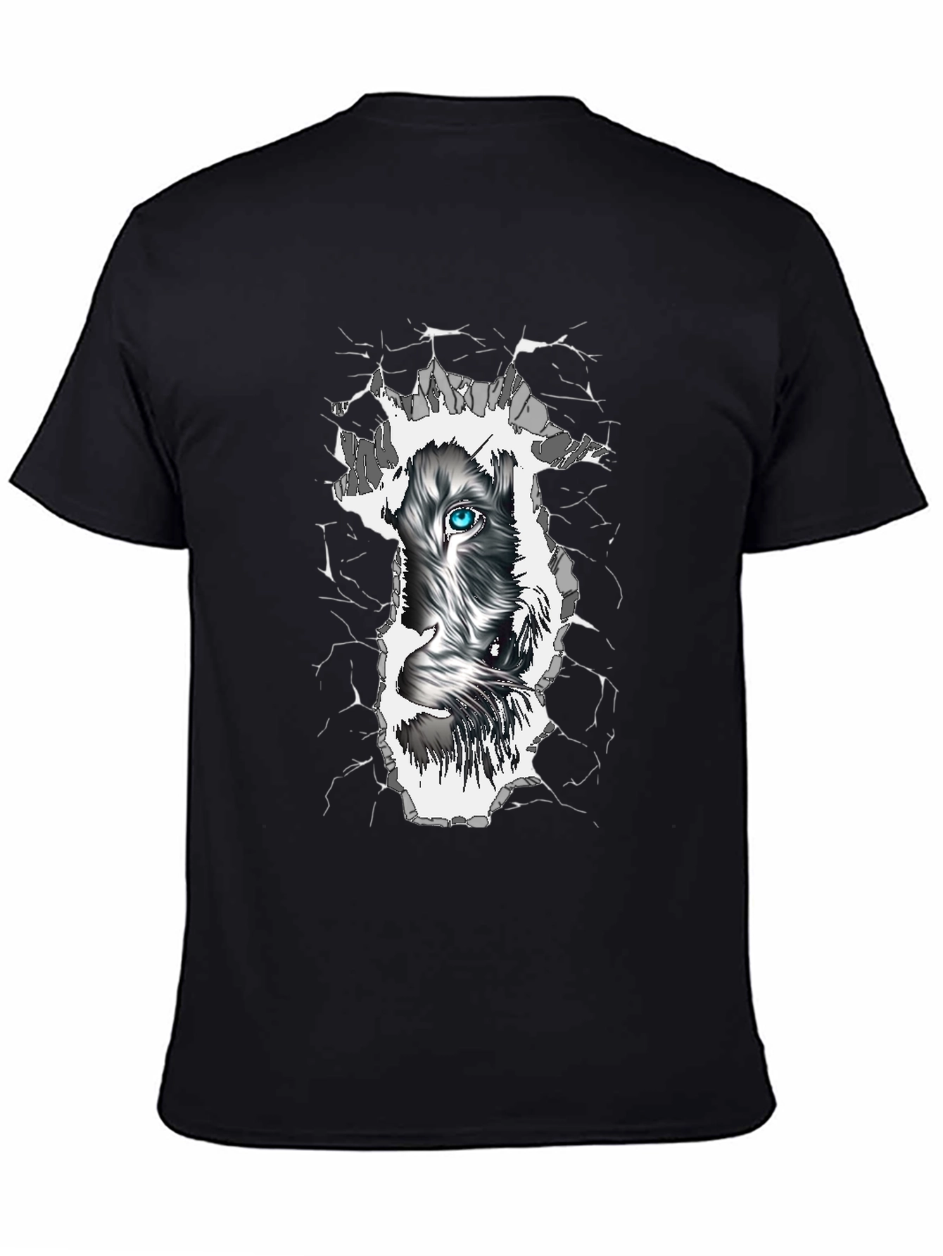 Wolf Eye Graphic Print Black T-Shirt