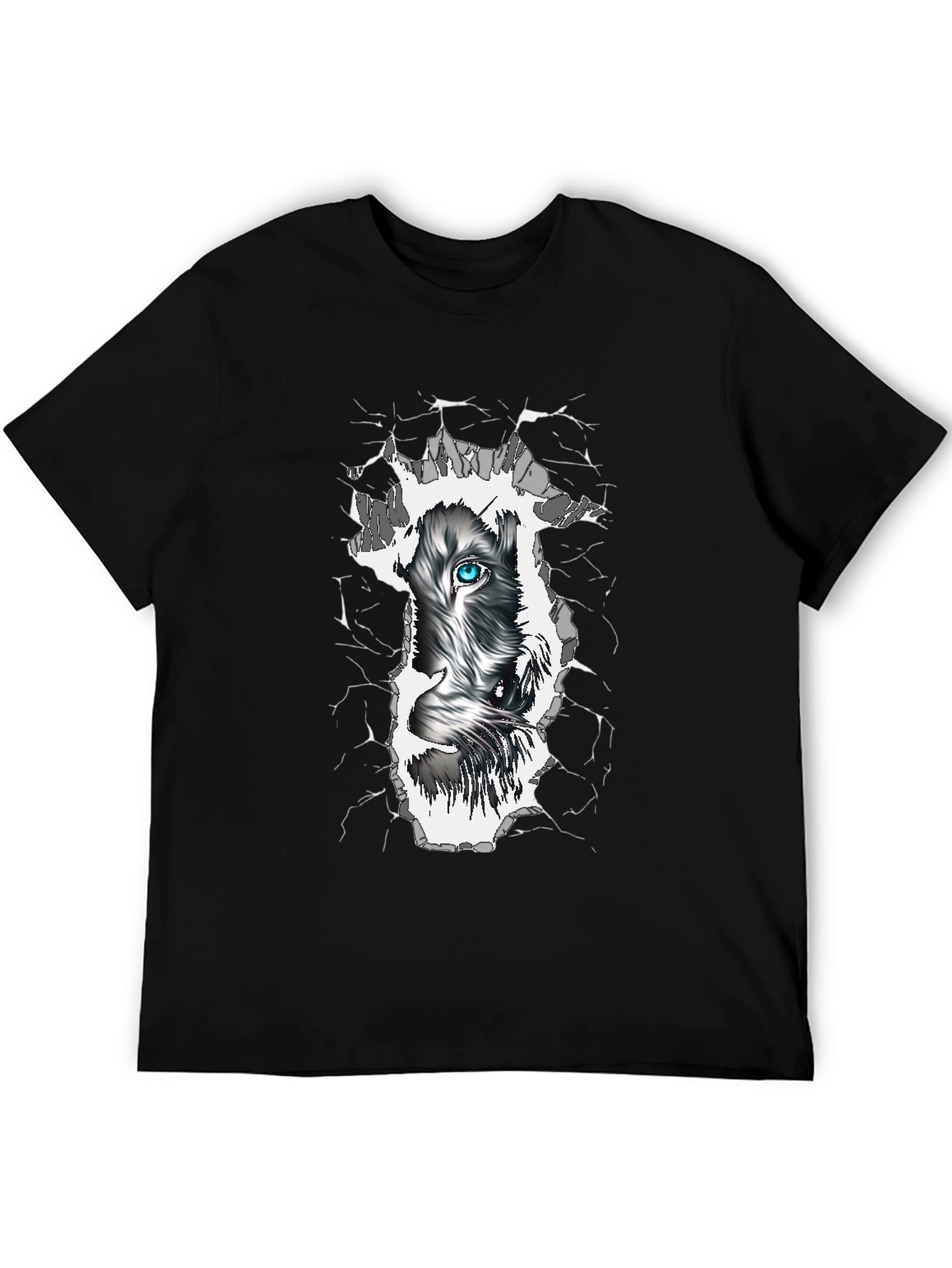 Wolf Eye Graphic Print Black T-Shirt