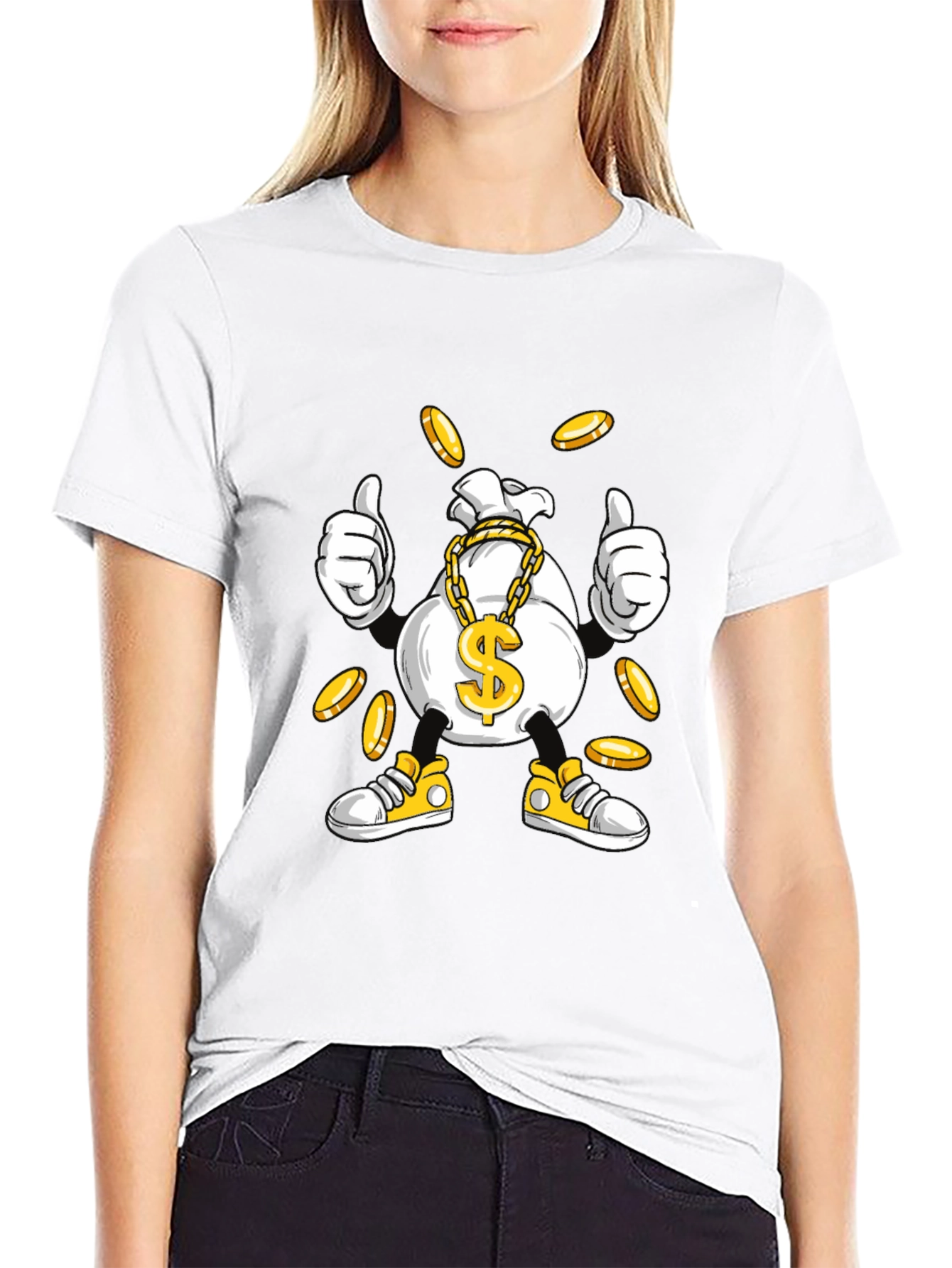 Money Bag Cartoon Graphic T-Shirt