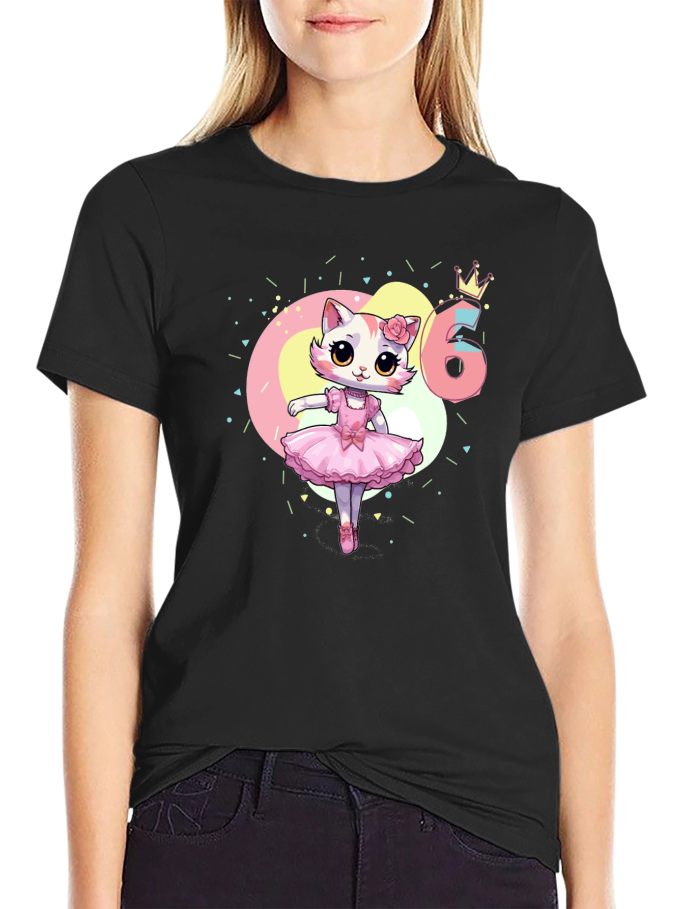 Cute Kitty Ballerina 6th Birthday T-Shirt