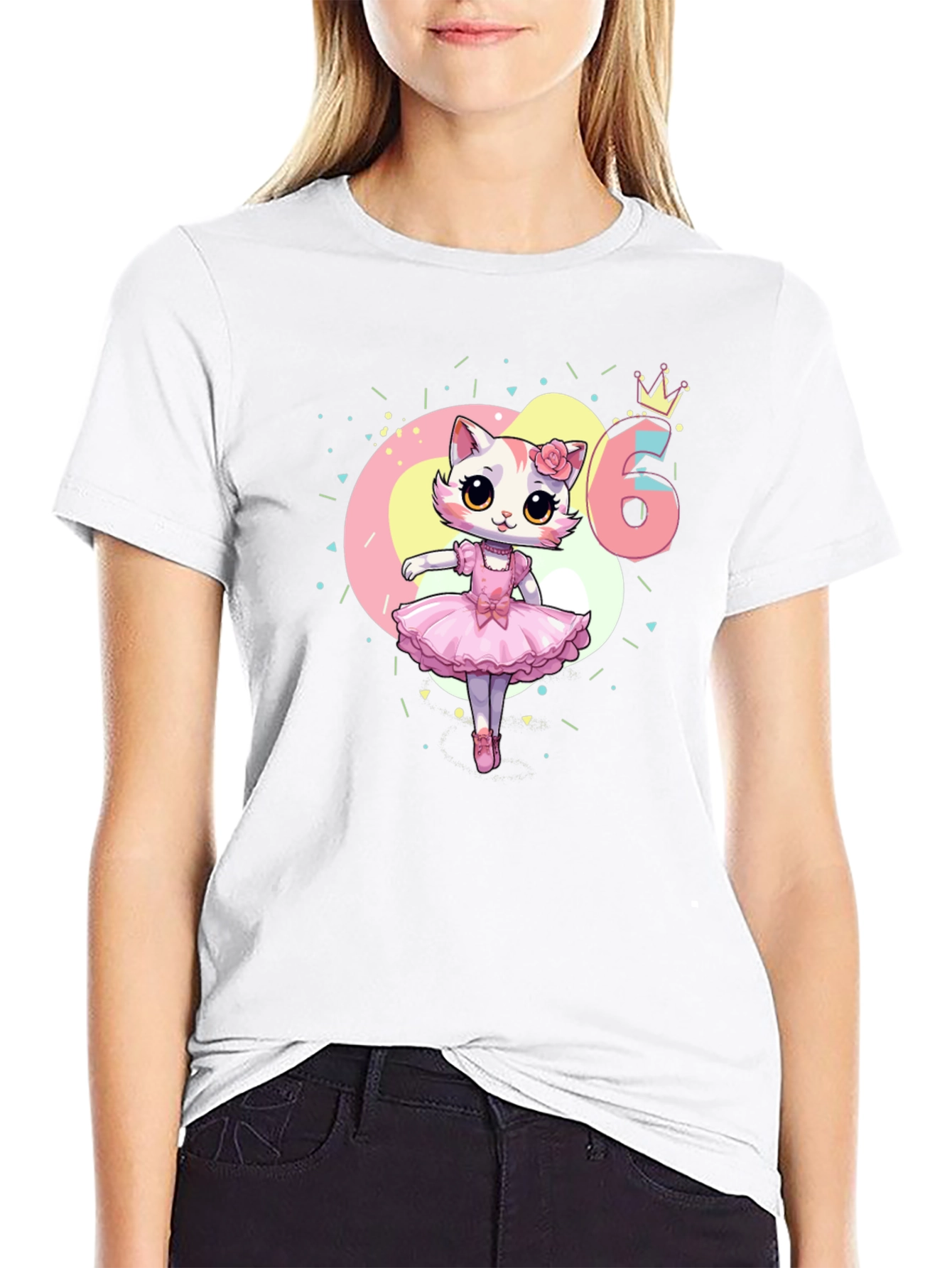 Cute Kitty Ballerina 6th Birthday T-Shirt
