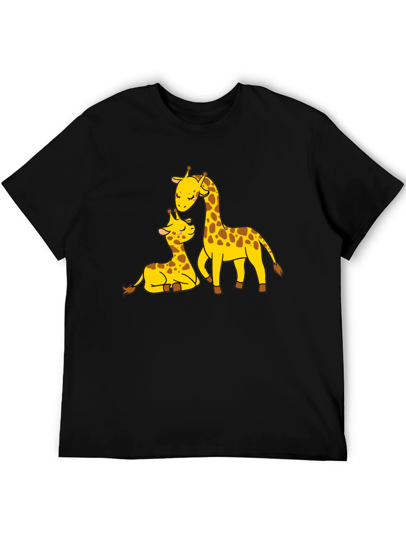 Cute Giraffe Family Black T-Shirt