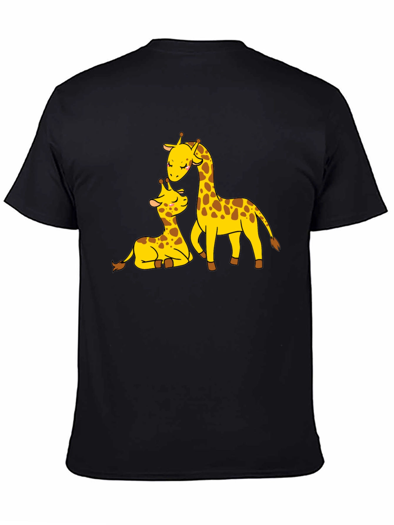 Cute Giraffe Family Black T-Shirt