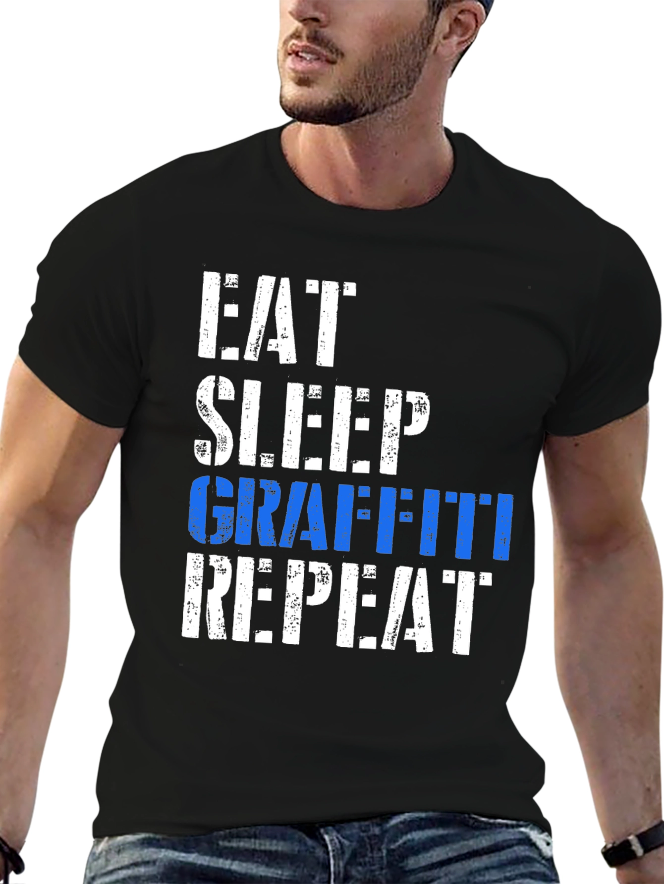 Eat Sleep Graffiti Repeat Graphic Tee