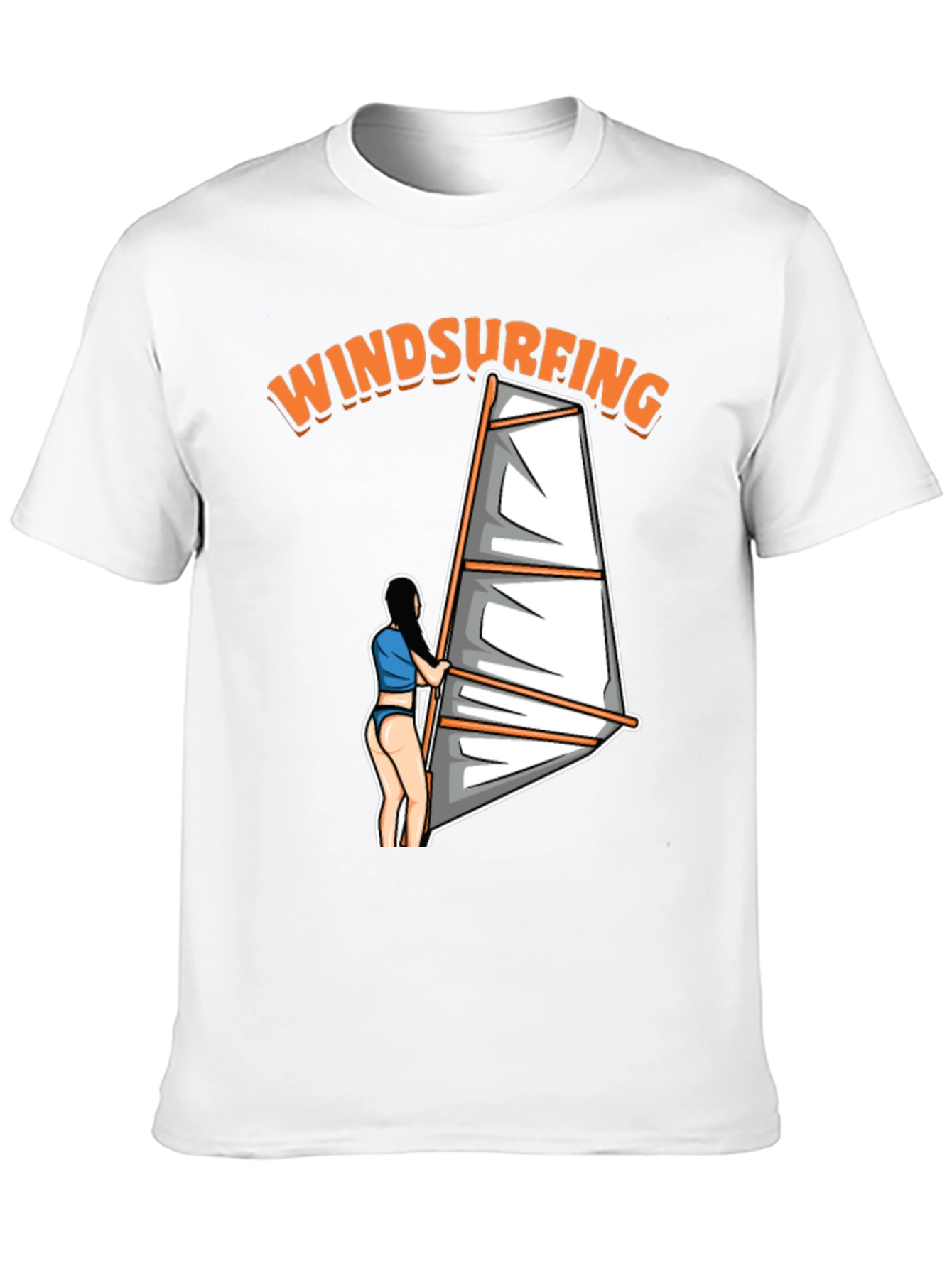 Windsurfing Graphic Tee - Black Cotton T-Shirt