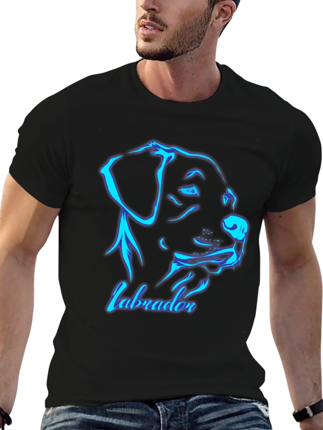 Labrador Dog Graphic Print Black T-Shirt