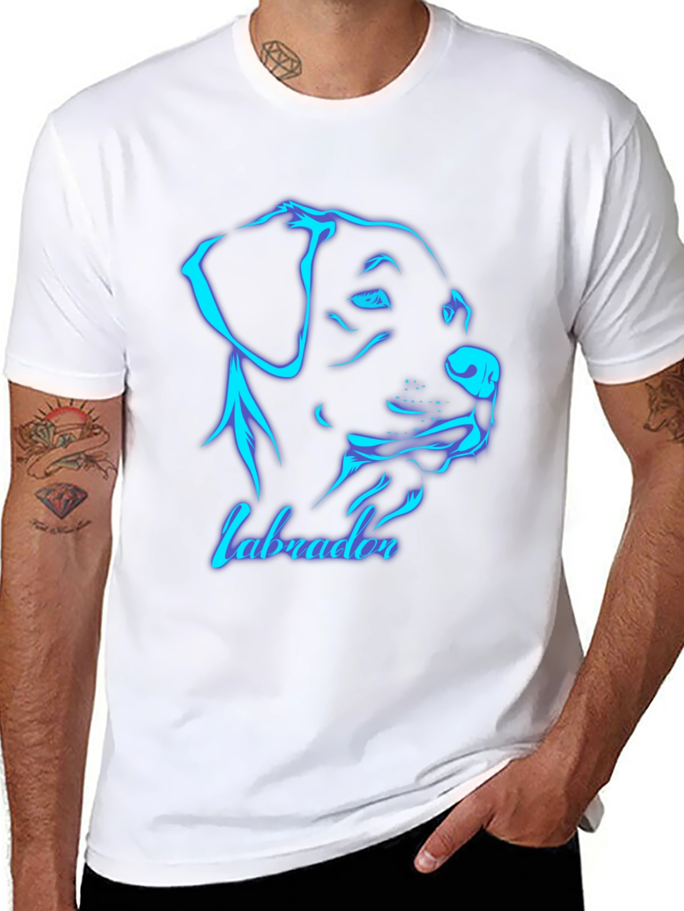 Labrador Dog Graphic Print Black T-Shirt