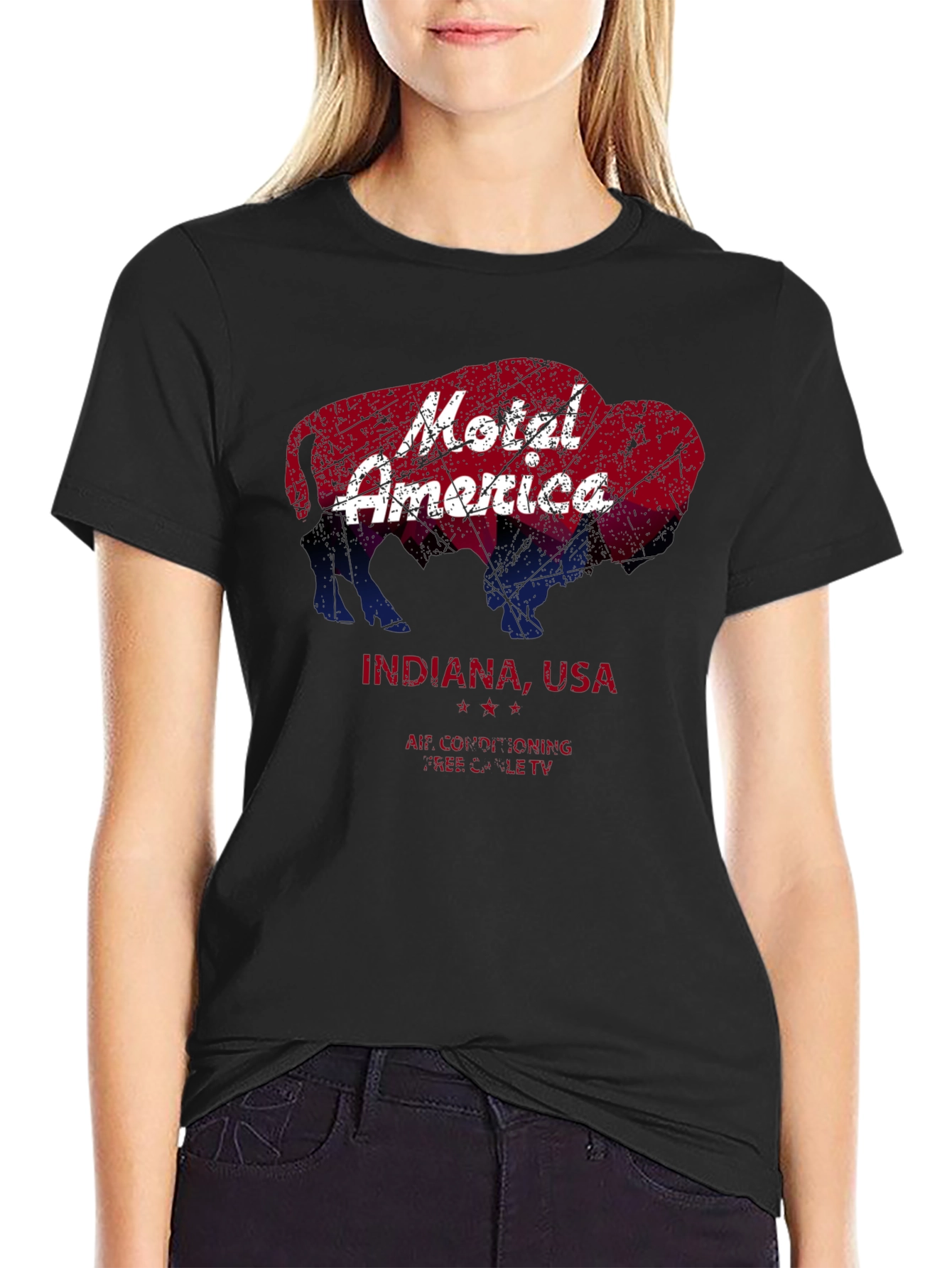 Motel America Bison Indiana USA T-Shirt