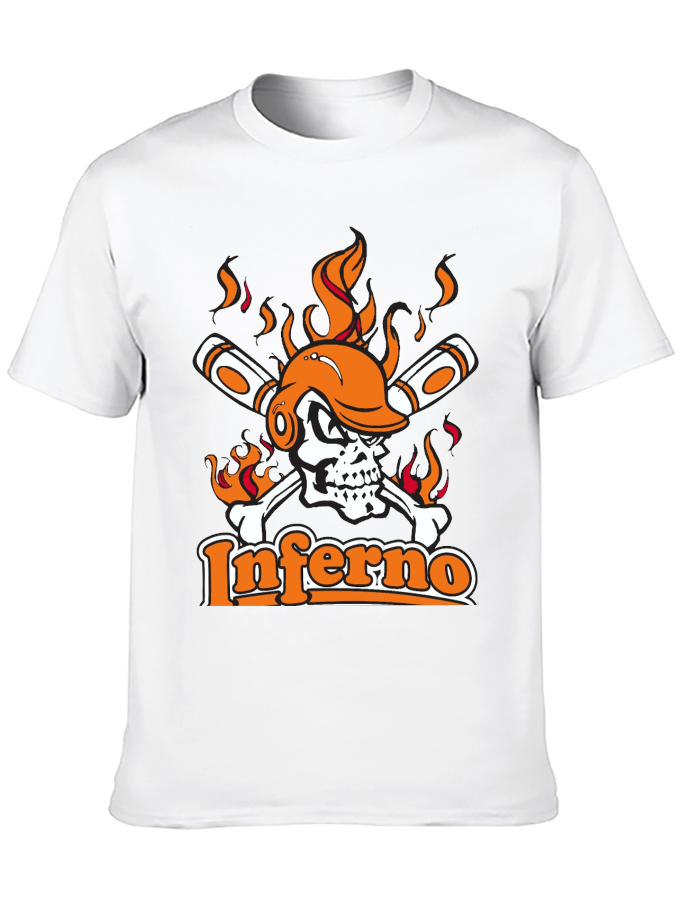Inferno Baseball Skull Graphic Tee - Black