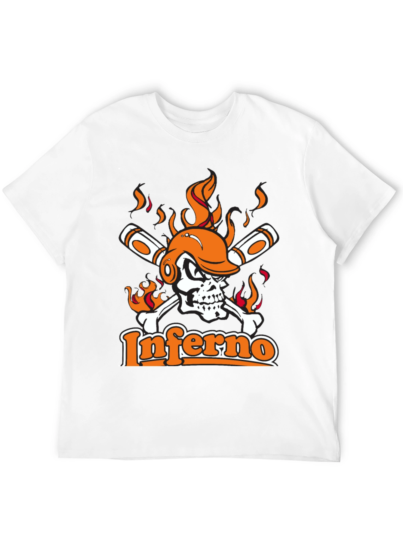 Inferno Baseball Skull Graphic Tee - Black
