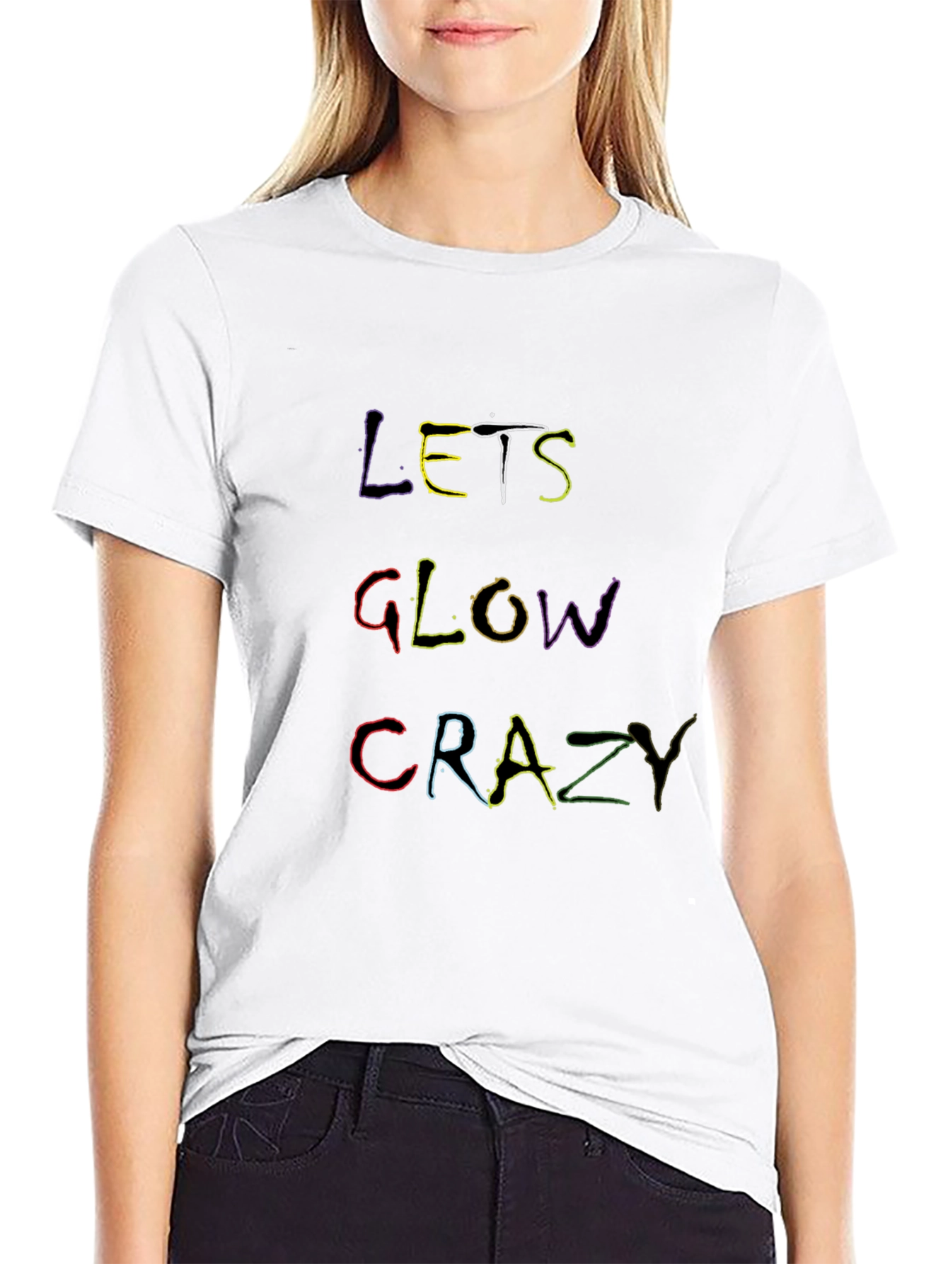Lets Glow Crazy Black Graphic Tee